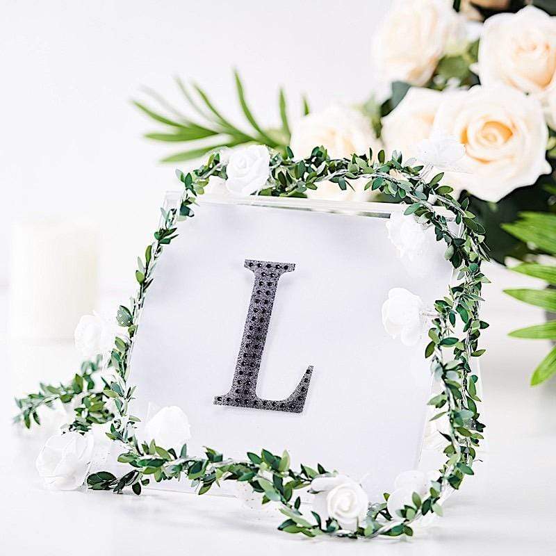 4" tall Letter Self-Adhesive Rhinestones Gem Sticker - Black