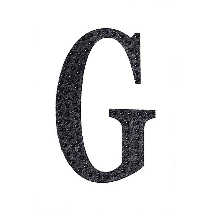4" tall Letter Self-Adhesive Rhinestones Gem Sticker - Black DIA_NUM_GLIT4_BLK_G