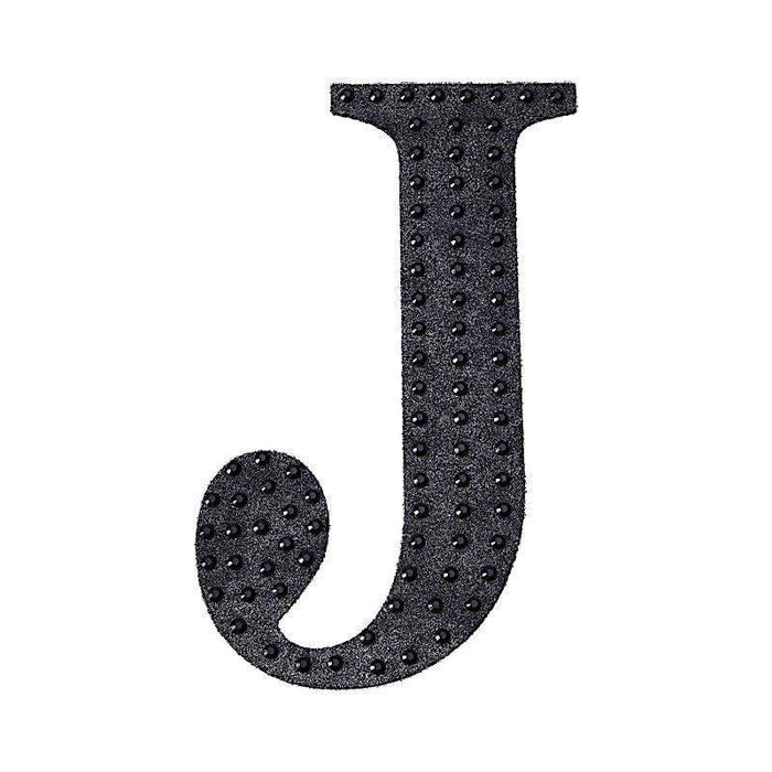 4" tall Letter Self-Adhesive Rhinestones Gem Sticker - Black DIA_NUM_GLIT4_BLK_J