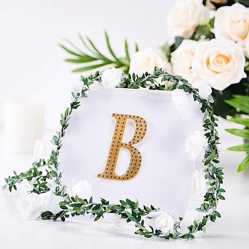 4" tall Letter  Self-Adhesive Rhinestones Gem Sticker - Gold