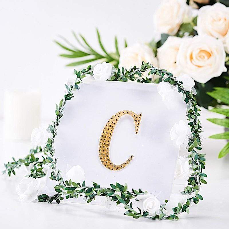 4" tall Letter  Self-Adhesive Rhinestones Gem Sticker - Gold