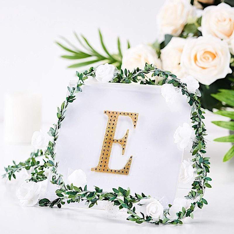 4" tall Letter  Self-Adhesive Rhinestones Gem Sticker - Gold