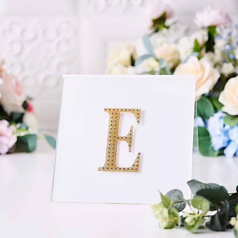 4" tall Letter  Self-Adhesive Rhinestones Gem Sticker - Gold