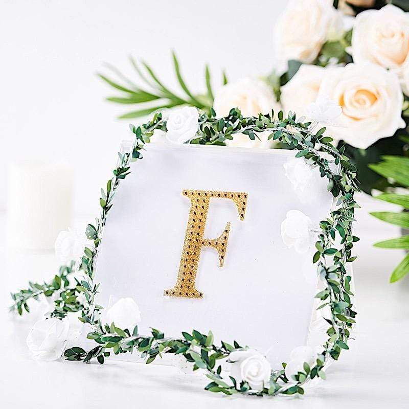 4" tall Letter  Self-Adhesive Rhinestones Gem Sticker - Gold