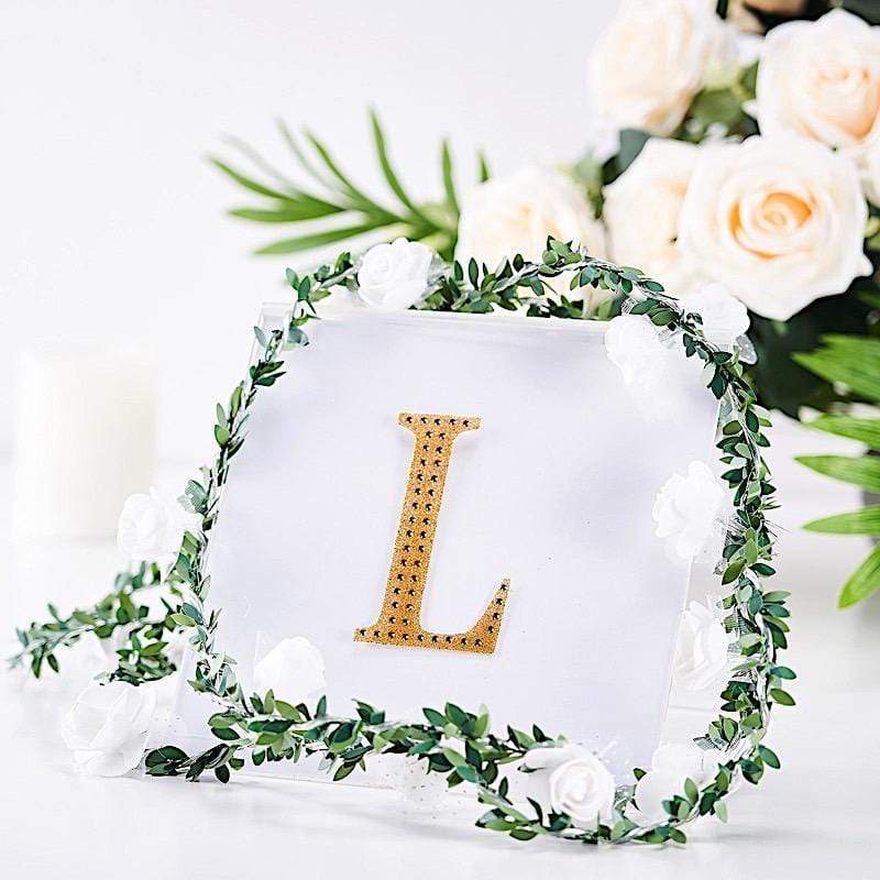 4" tall Letter  Self-Adhesive Rhinestones Gem Sticker - Gold