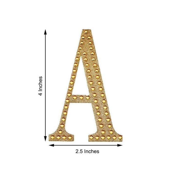 4" tall Letter  Self-Adhesive Rhinestones Gem Sticker - Gold