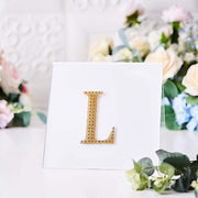 4" tall Letter  Self-Adhesive Rhinestones Gem Sticker - Gold