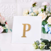 4" tall Letter  Self-Adhesive Rhinestones Gem Sticker - Gold