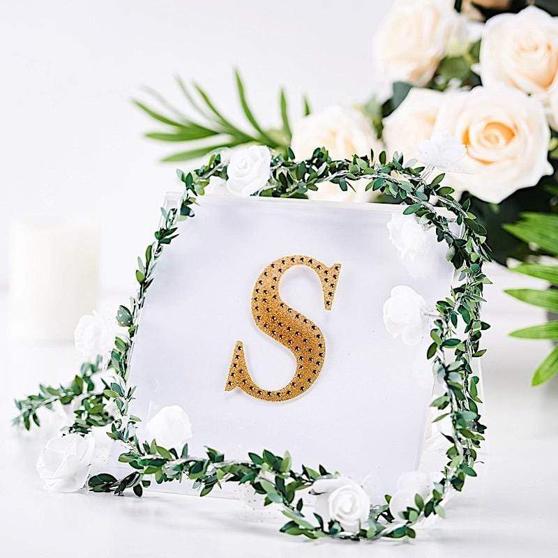4" tall Letter  Self-Adhesive Rhinestones Gem Sticker - Gold