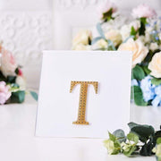 4" tall Letter  Self-Adhesive Rhinestones Gem Sticker - Gold