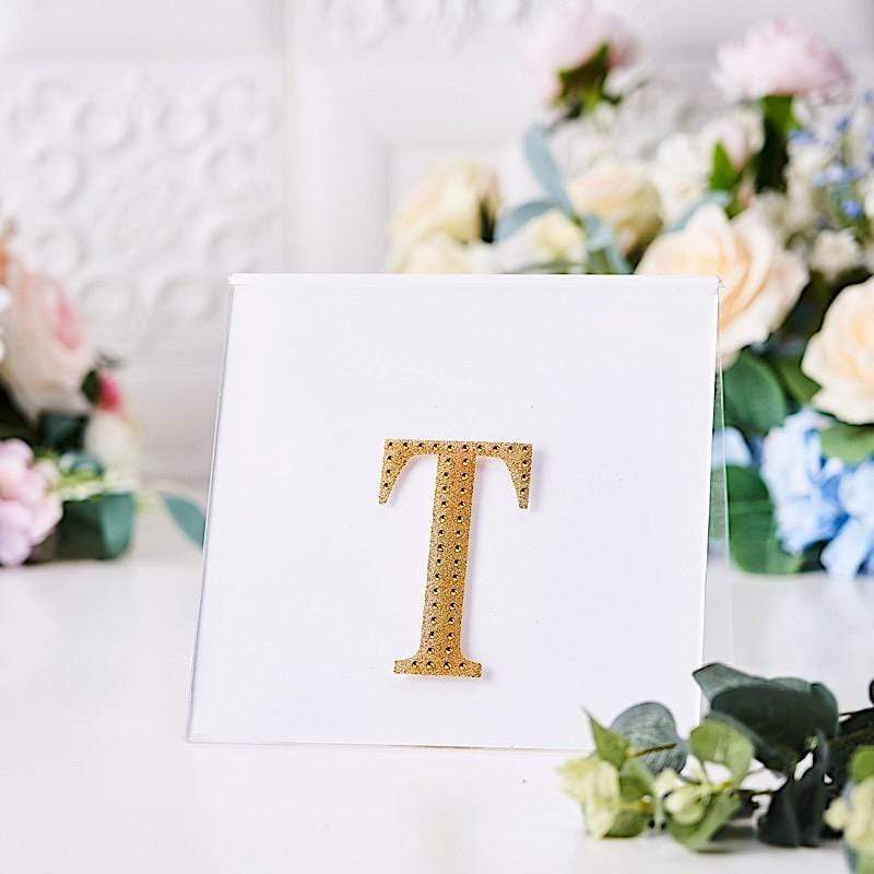 4" tall Letter  Self-Adhesive Rhinestones Gem Sticker - Gold