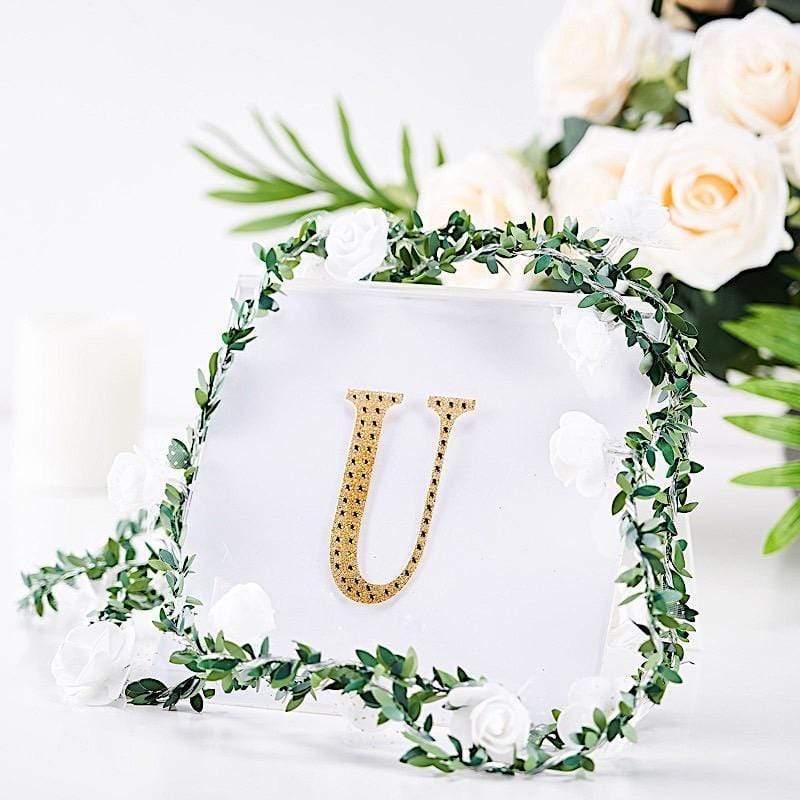 4" tall Letter  Self-Adhesive Rhinestones Gem Sticker - Gold