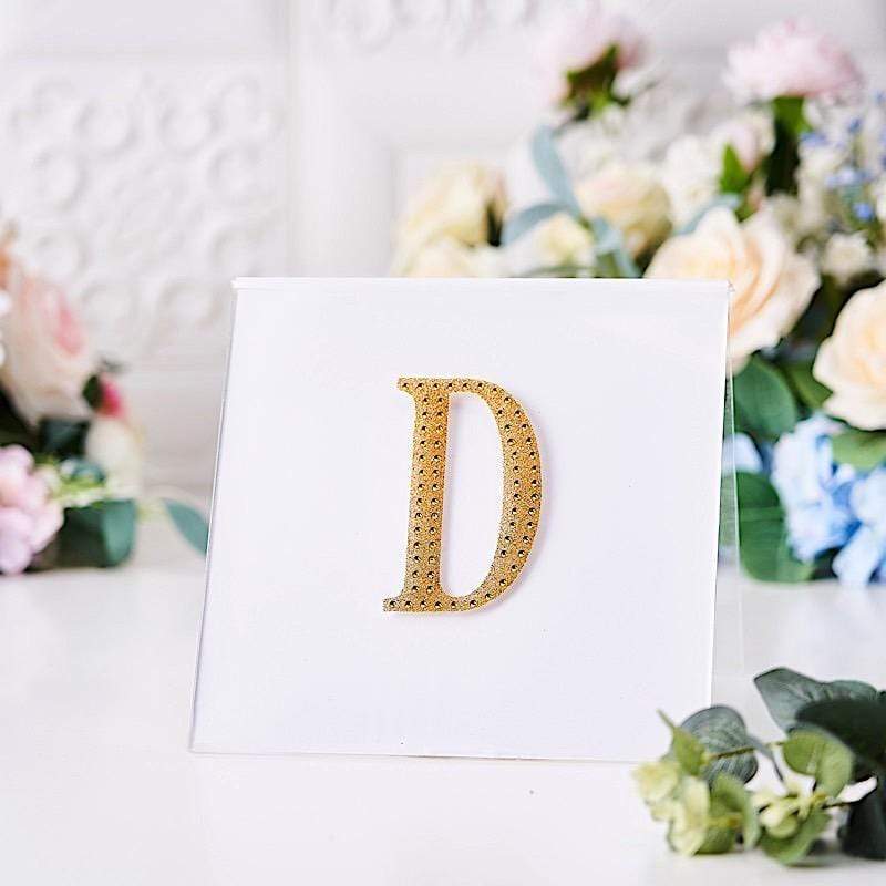 4" tall Letter  Self-Adhesive Rhinestones Gem Sticker - Gold
