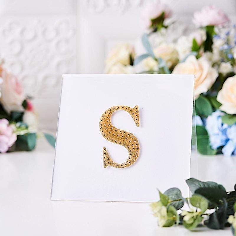 4" tall Letter  Self-Adhesive Rhinestones Gem Sticker - Gold