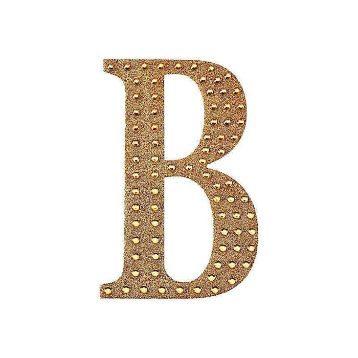 4" tall Letter  Self-Adhesive Rhinestones Gem Sticker - Gold DIA_NUM_GLIT4_GOLD_B