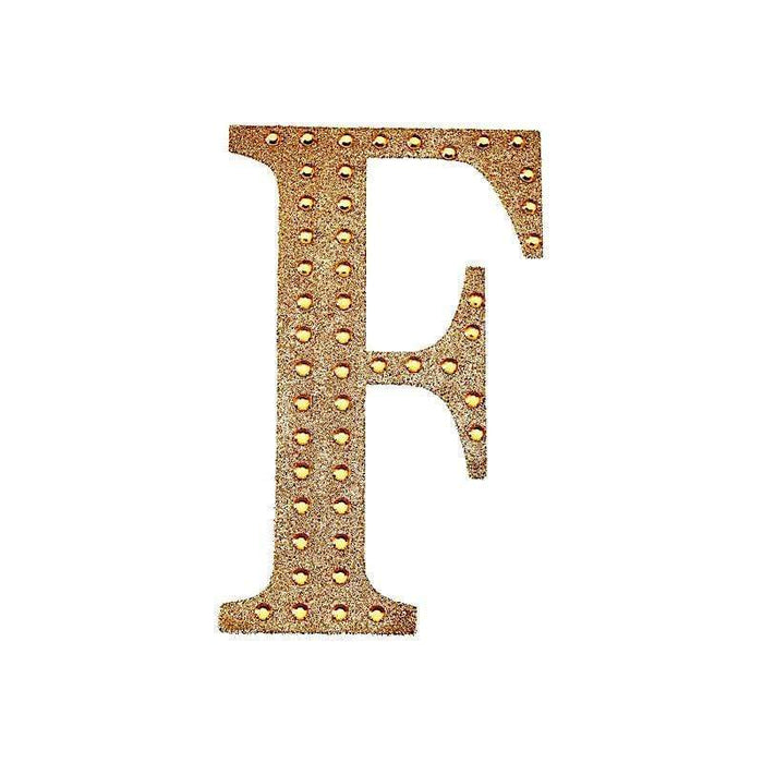 4" tall Letter  Self-Adhesive Rhinestones Gem Sticker - Gold DIA_NUM_GLIT4_GOLD_F