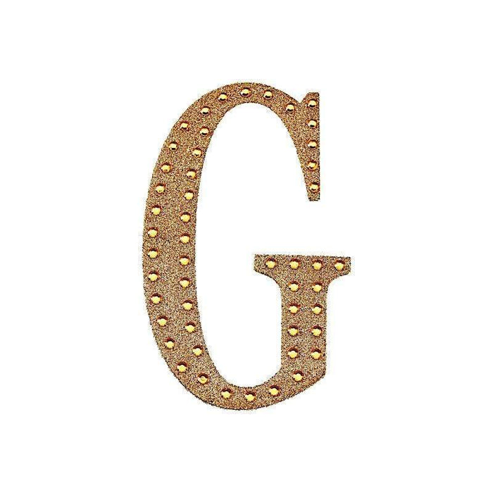 4" tall Letter  Self-Adhesive Rhinestones Gem Sticker - Gold DIA_NUM_GLIT4_GOLD_G
