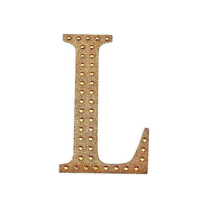 4" tall Letter  Self-Adhesive Rhinestones Gem Sticker - Gold DIA_NUM_GLIT4_GOLD_L