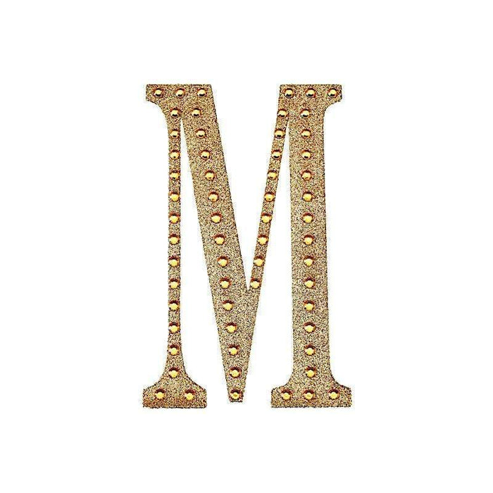 4" tall Letter  Self-Adhesive Rhinestones Gem Sticker - Gold DIA_NUM_GLIT4_GOLD_M