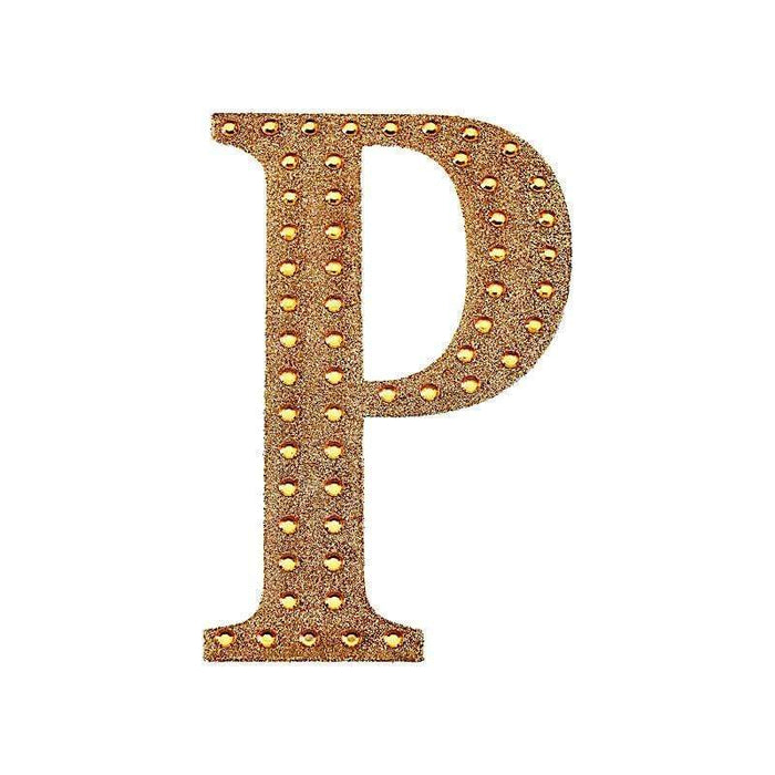 4" tall Letter  Self-Adhesive Rhinestones Gem Sticker - Gold DIA_NUM_GLIT4_GOLD_P