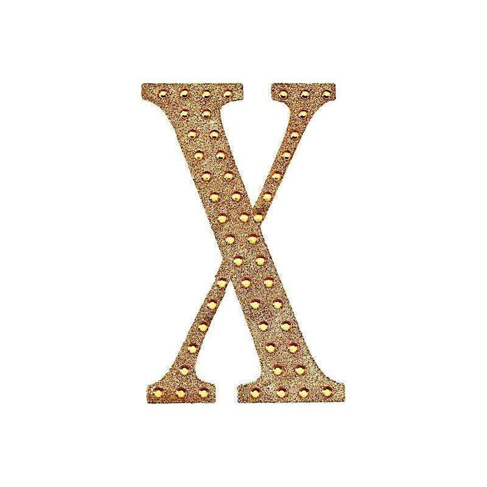 4" tall Letter  Self-Adhesive Rhinestones Gem Sticker - Gold DIA_NUM_GLIT4_GOLD_X