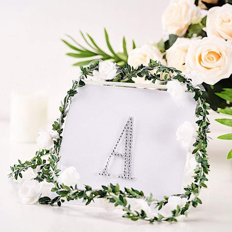 4" tall Letter Self-Adhesive Rhinestones Gem Sticker - Silver