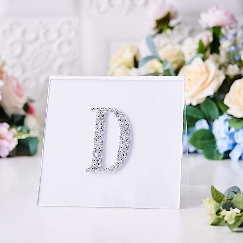 4" tall Letter Self-Adhesive Rhinestones Gem Sticker - Silver