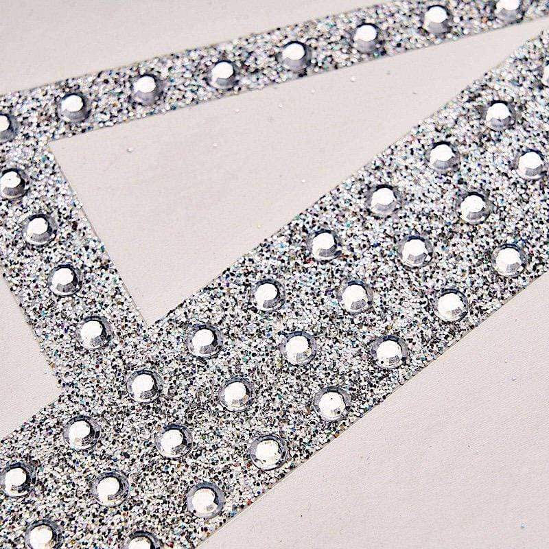 4" tall Letter Self-Adhesive Rhinestones Gem Sticker - Silver
