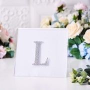 4" tall Letter Self-Adhesive Rhinestones Gem Sticker - Silver