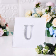 4" tall Letter Self-Adhesive Rhinestones Gem Sticker - Silver