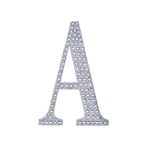 4" tall Letter Self-Adhesive Rhinestones Gem Sticker - Silver DIA_NUM_GLIT4_SILV_A