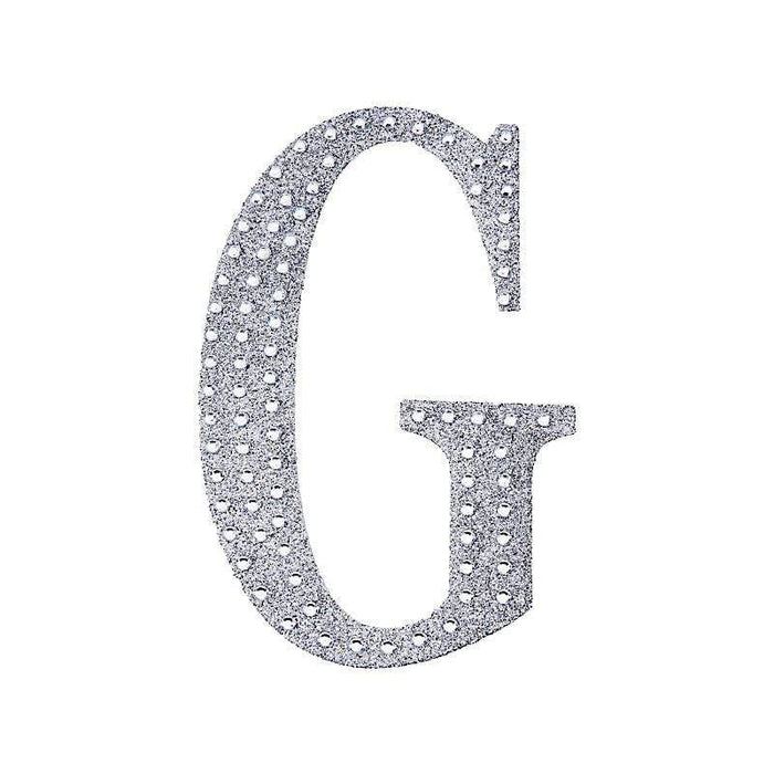 4" tall Letter Self-Adhesive Rhinestones Gem Sticker - Silver DIA_NUM_GLIT4_SILV_G