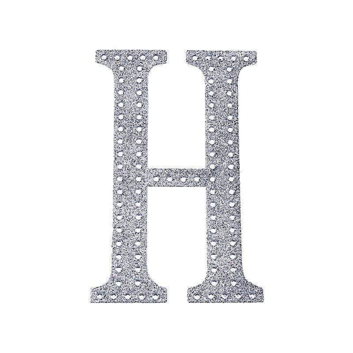 4" tall Letter Self-Adhesive Rhinestones Gem Sticker - Silver DIA_NUM_GLIT4_SILV_H