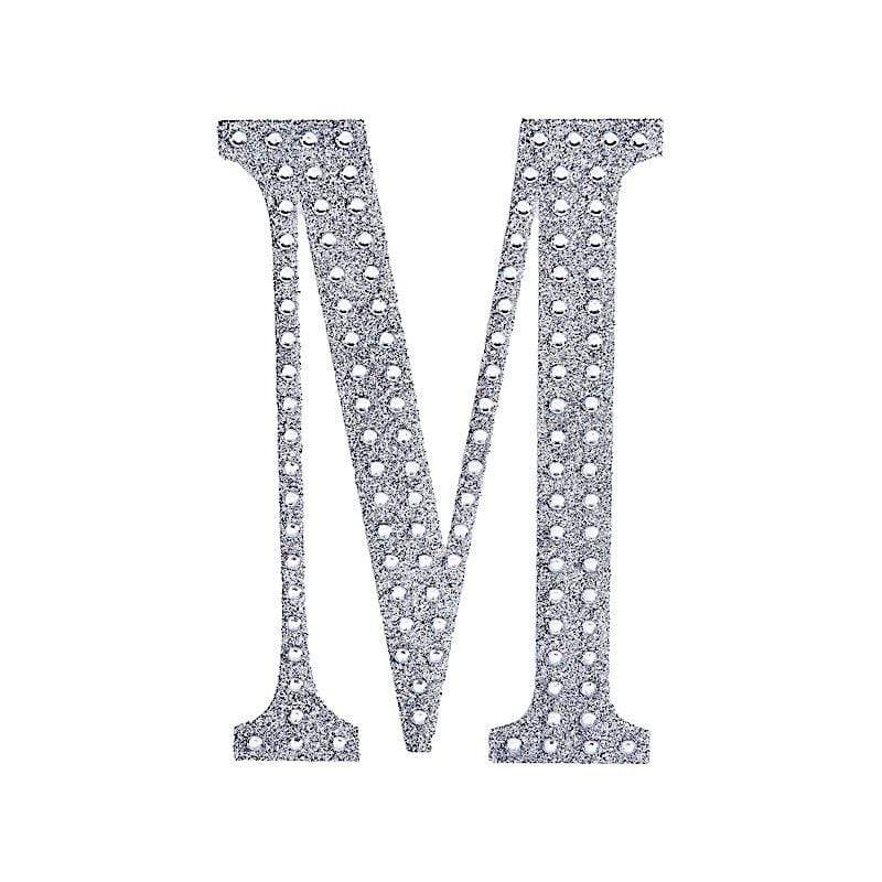 4" tall Letter Self-Adhesive Rhinestones Gem Sticker - Silver DIA_NUM_GLIT4_SILV_M