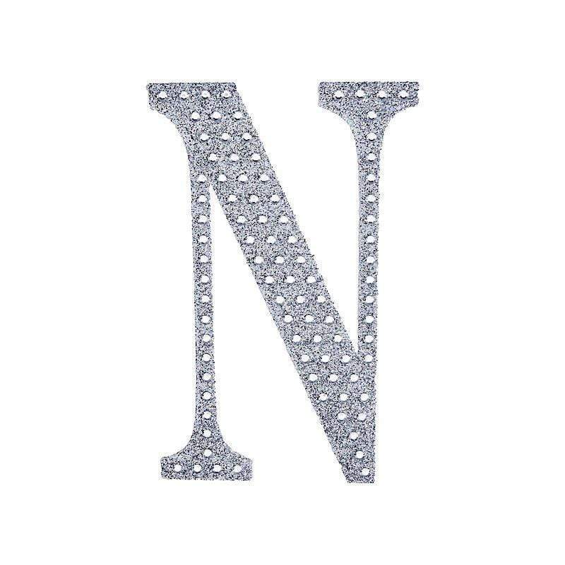 4" tall Letter Self-Adhesive Rhinestones Gem Sticker - Silver DIA_NUM_GLIT4_SILV_N