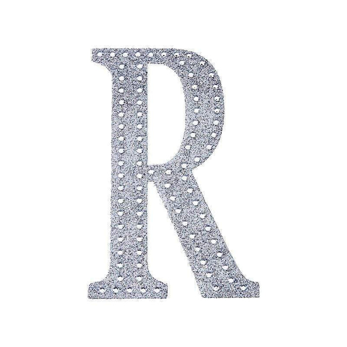 4" tall Letter Self-Adhesive Rhinestones Gem Sticker - Silver DIA_NUM_GLIT4_SILV_R