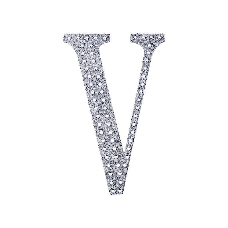 4" tall Letter Self-Adhesive Rhinestones Gem Sticker - Silver DIA_NUM_GLIT4_SILV_V
