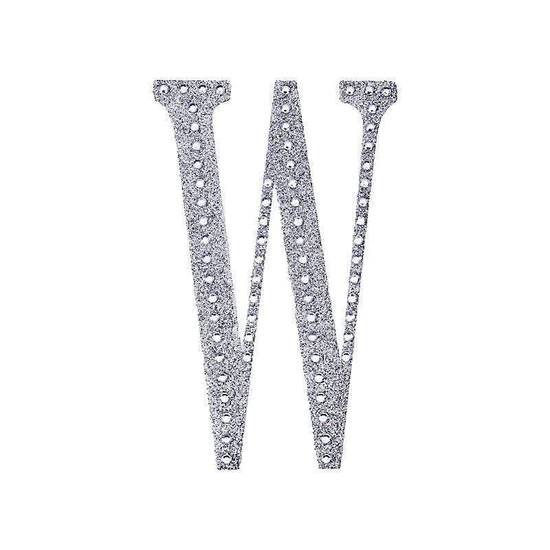 4" tall Letter Self-Adhesive Rhinestones Gem Sticker - Silver DIA_NUM_GLIT4_SILV_W