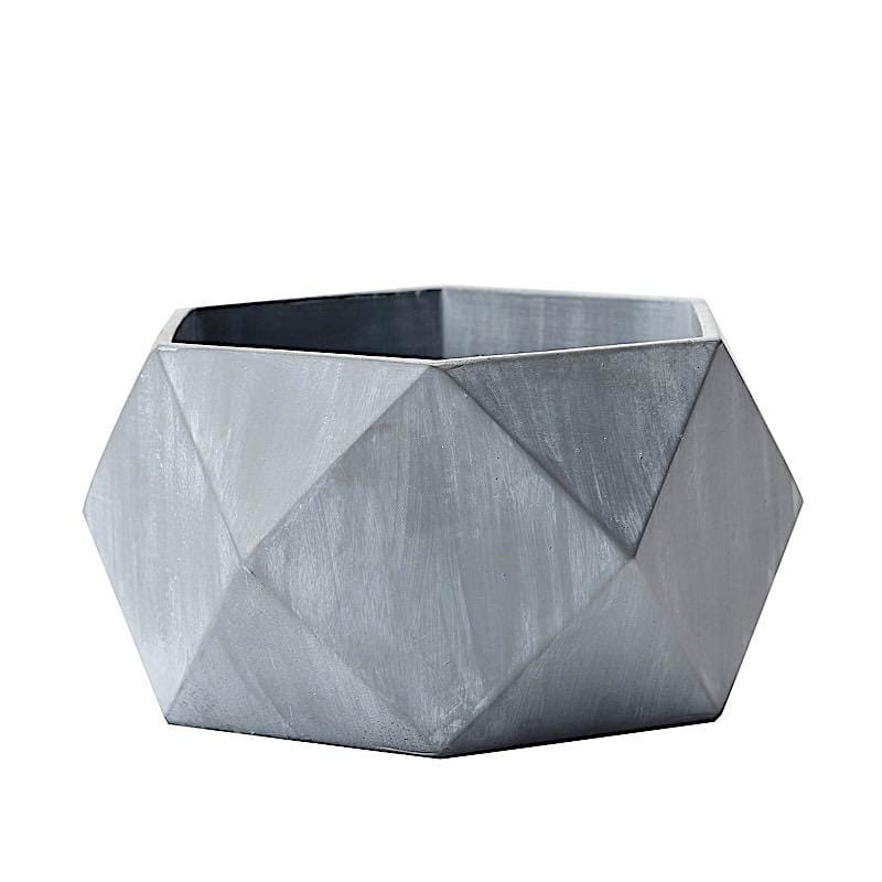 grey geo plant pot Gray 4 in tall Concrete Flower Plant Pot Geometric Mini Planter