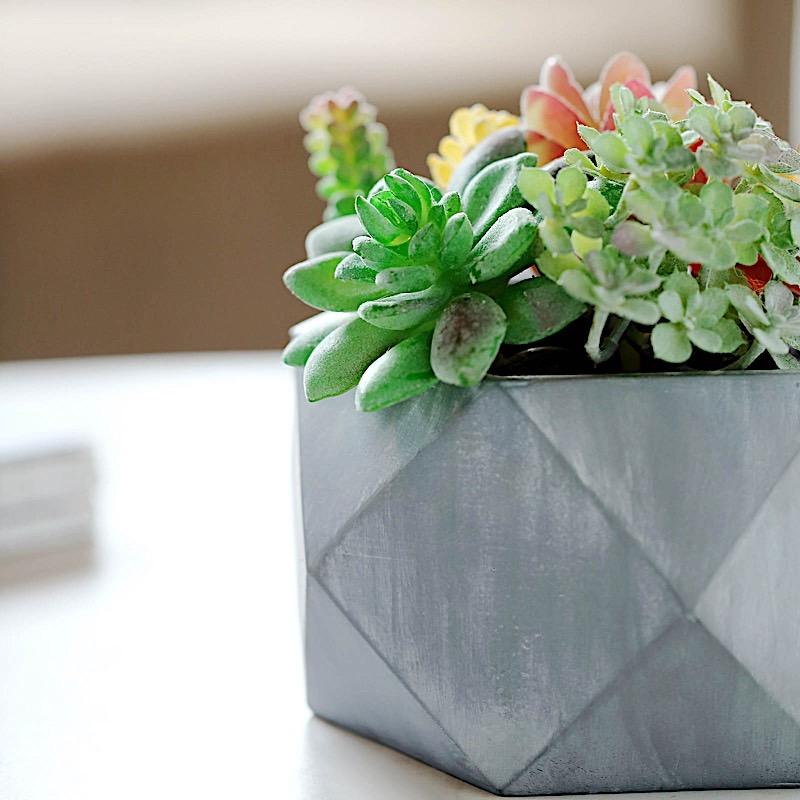 4" tall Mini Concrete Flower Pot Geometric Planter - Gray PLNT_RSN_001_4_CEM