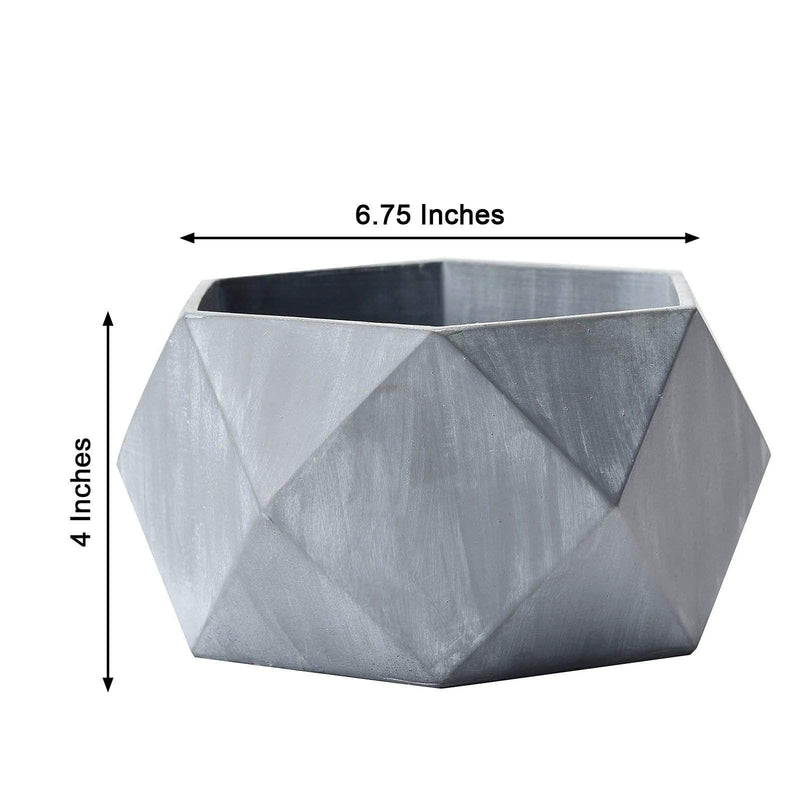 4" tall Mini Concrete Flower Pot Geometric Planter - Gray PLNT_RSN_001_4_CEM