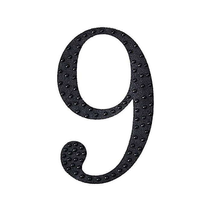 4" tall Number Self-Adhesive Rhinestones Gem Stickers - Black DIA_NUM_GLIT4_BLK_9