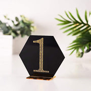 4" tall Number Self-Adhesive Rhinestones Gem Stickers - Gold