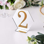 4" tall Number Self-Adhesive Rhinestones Gem Stickers - Gold