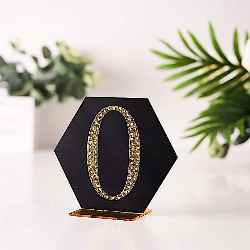 4" tall Number Self-Adhesive Rhinestones Gem Stickers - Gold