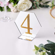 4" tall Number Self-Adhesive Rhinestones Gem Stickers - Gold