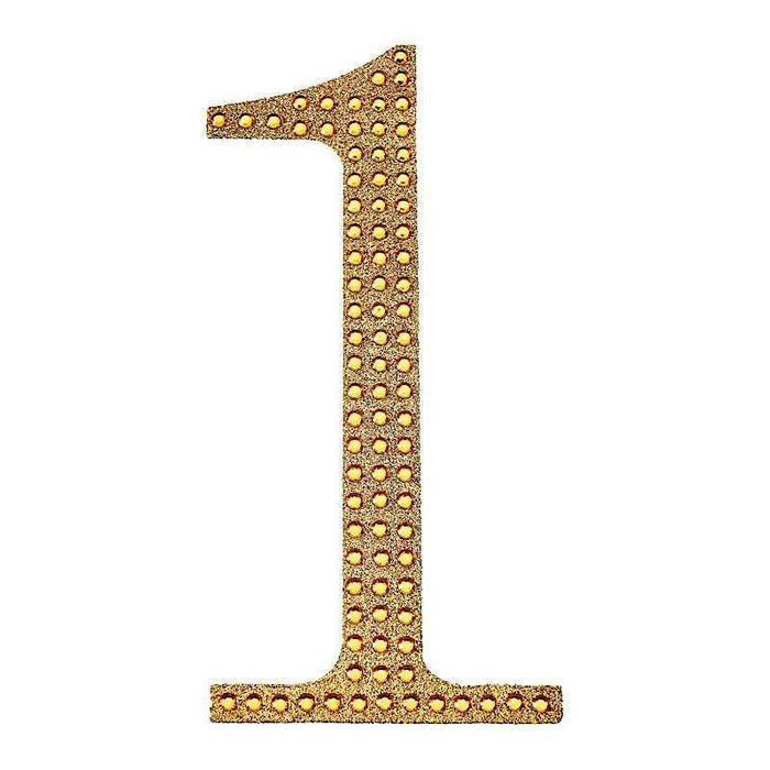 4" tall Number Self-Adhesive Rhinestones Gem Stickers - Gold DIA_NUM_GLIT4_GOLD_1