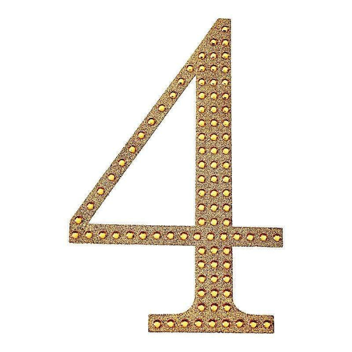 4" tall Number Self-Adhesive Rhinestones Gem Stickers - Gold DIA_NUM_GLIT4_GOLD_4