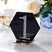 4" tall Number  Self-Adhesive Rhinestones Gem Stickers - Silver