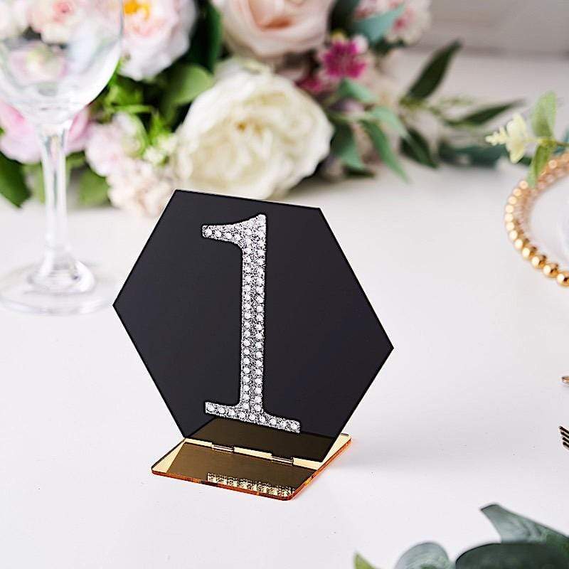 4" tall Number  Self-Adhesive Rhinestones Gem Stickers - Silver